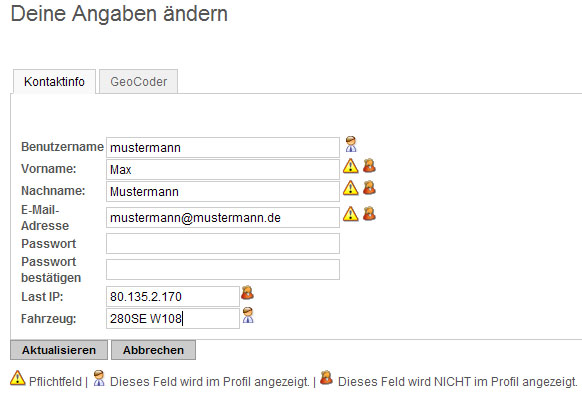 mbklassik.de: Userprofil einrichten